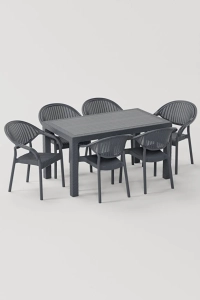 Raddan Camsız 90x150 Masa Bambu 6 Adet Sandalye Masa Takımı Bahçe Balkon Teras Masa Seti